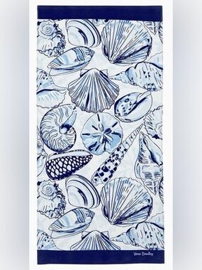 Vera Bradley Blue And White Seashells Beach Towel